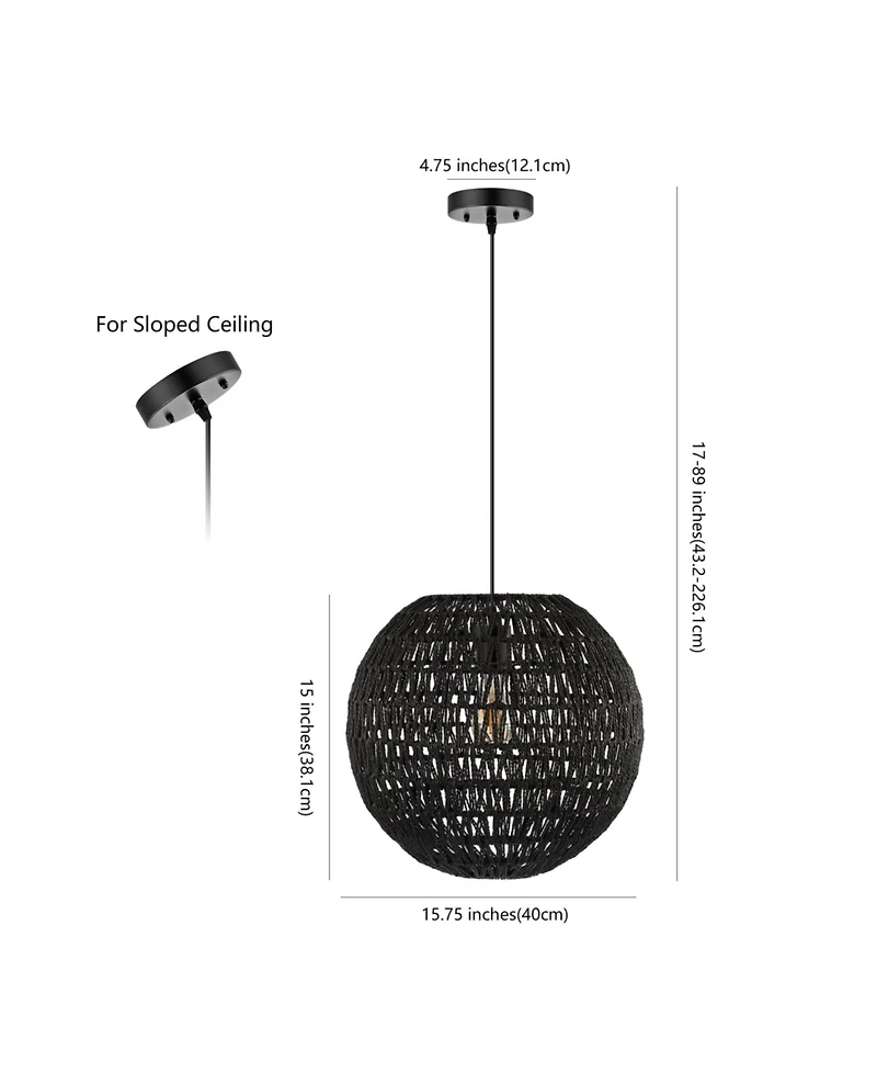 Luna Bohemian Modern Woven Rattan iron Led Pendant