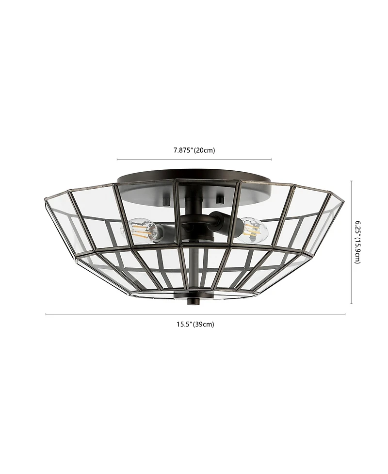 Jonathan Y Theo Farmhouse Rustic Iron/Glass Led Semi Flush Mount