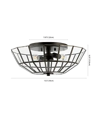 Jonathan Y Theo Farmhouse Rustic Iron/Glass Led Semi Flush Mount