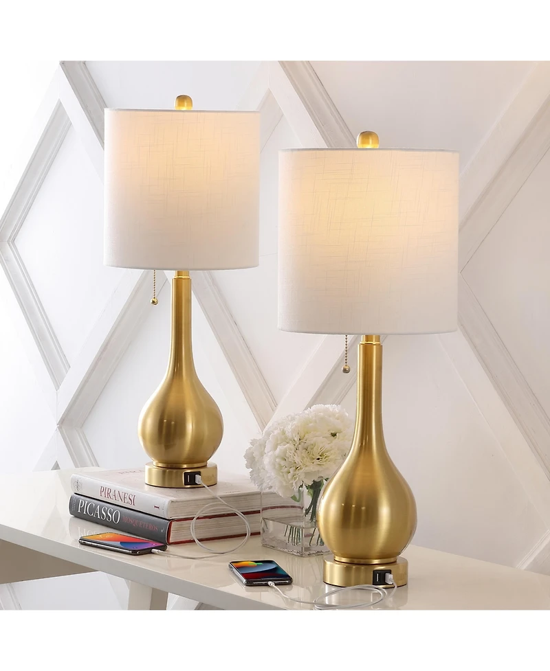 Tyler Modern Classic Gourd Iron Led Table Lamp with Dual Usb Charging Port (Set of 2)