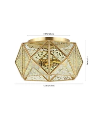 Jonathan Y Violet Industrial Vintage Iron/Glass Led Flush Mount