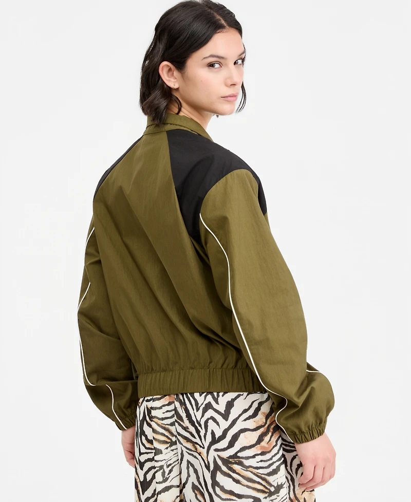 Bar Iii Women's Contrast-Trim Zip-Front Track Jacket, Macy's Exclusive