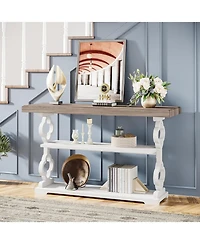 Tribesigns 55'' Long Console Table, 3 Tier Wood Accent Entry Table, Farmhouse Sofa Table with Storage Shelves