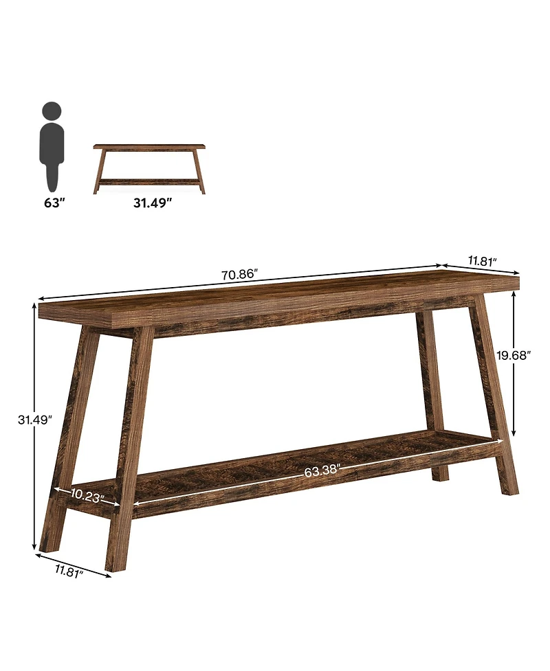 Tribesigns 70.86-Inch Console Table for Entyrway, Farmhouse 2-Tier Entry Entrance Table, Narrow Long Sofa Table