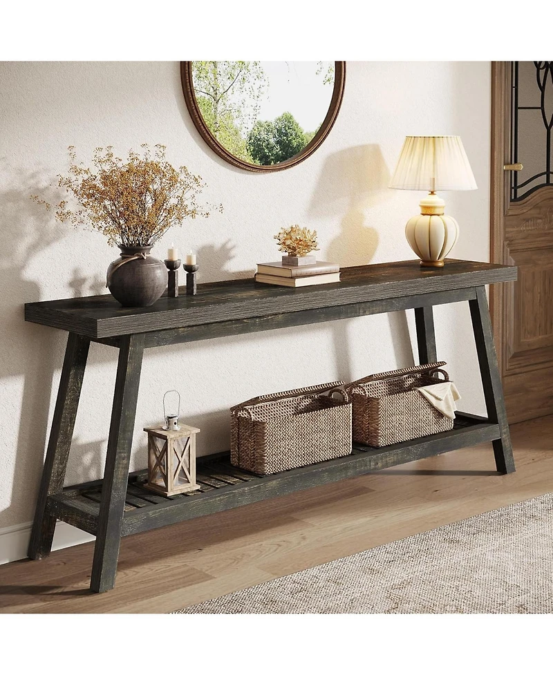 Tribesigns 70.86-Inch Console Table for Entyrway, Farmhouse 2-Tier Entry Entrance Table, Narrow Long Sofa