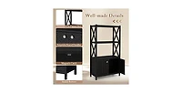 Volenca Bathroom Storage Cabinet with Open Shelves and Double Doors