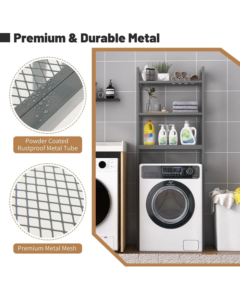 sumyeg Over The bath fixture Storage Shelf Space Saving Metal Bathroom Organizer with Hooks