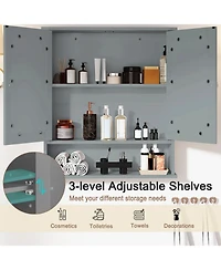 sumyeg Wall Mount Mirror Bathroom Storage Cabinet Organizer