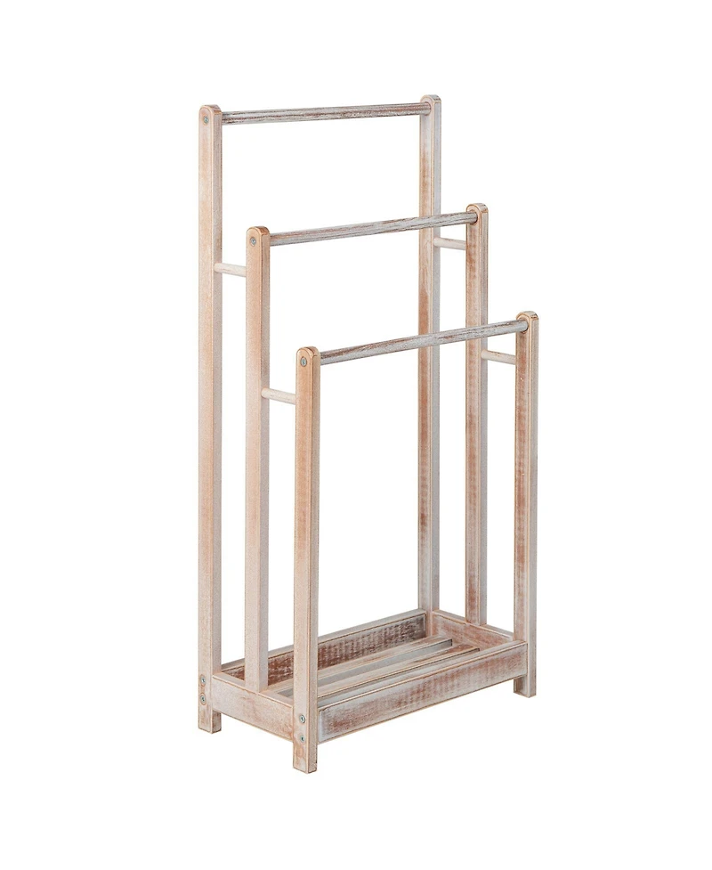 sumyeg Freestanding Towel Rack with 3 Bars and Bottom Storage Shelf Organizer