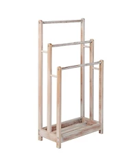 sumyeg Freestanding Towel Rack with 3 Bars and Bottom Storage Shelf Organizer