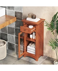 sumyeg Bathroom Freestanding Storage Cabinet with Single Glass Door