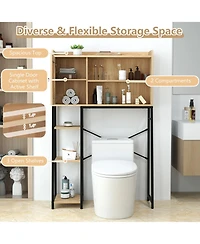 sumyeg Over The bath fixture Storage Cabinet with Rattan Door and Open Storage Shelves