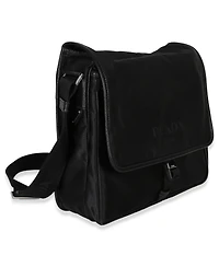 Pre-Owned Prada Black Nylon Saffiano Logo Buckle Messenger Bag