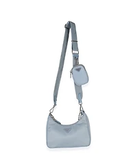 Pre-Owned Prada Blue Nylon Saffiano Leather Re-Edition 2005