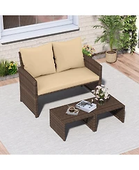 Slickblue Patio Wicker Furniture Set 3 Piece with Soft Cushions