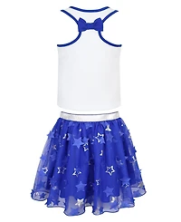 Pink & Violet Girls' 2T-6X Glitter Ice Cream Graphic Tank Top, Star Tulle Skirt and Purse, 3-Piece Set