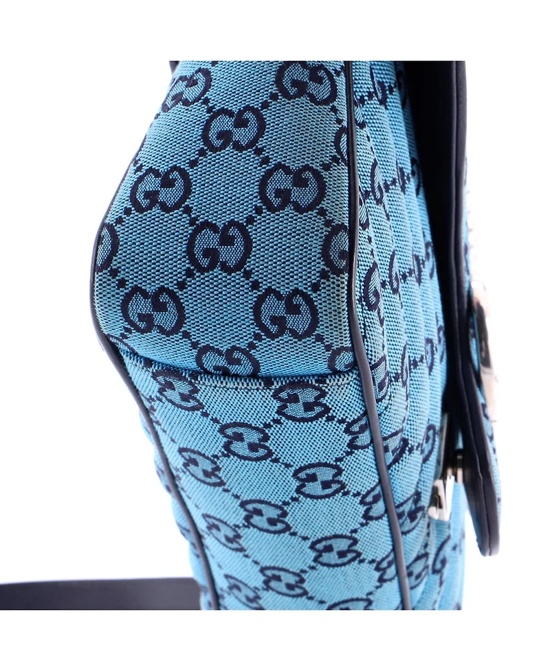 Pre-Owned Gucci Small Gg Marmont Flap Bag Diagonal Quilted Gg Canvas with Leather