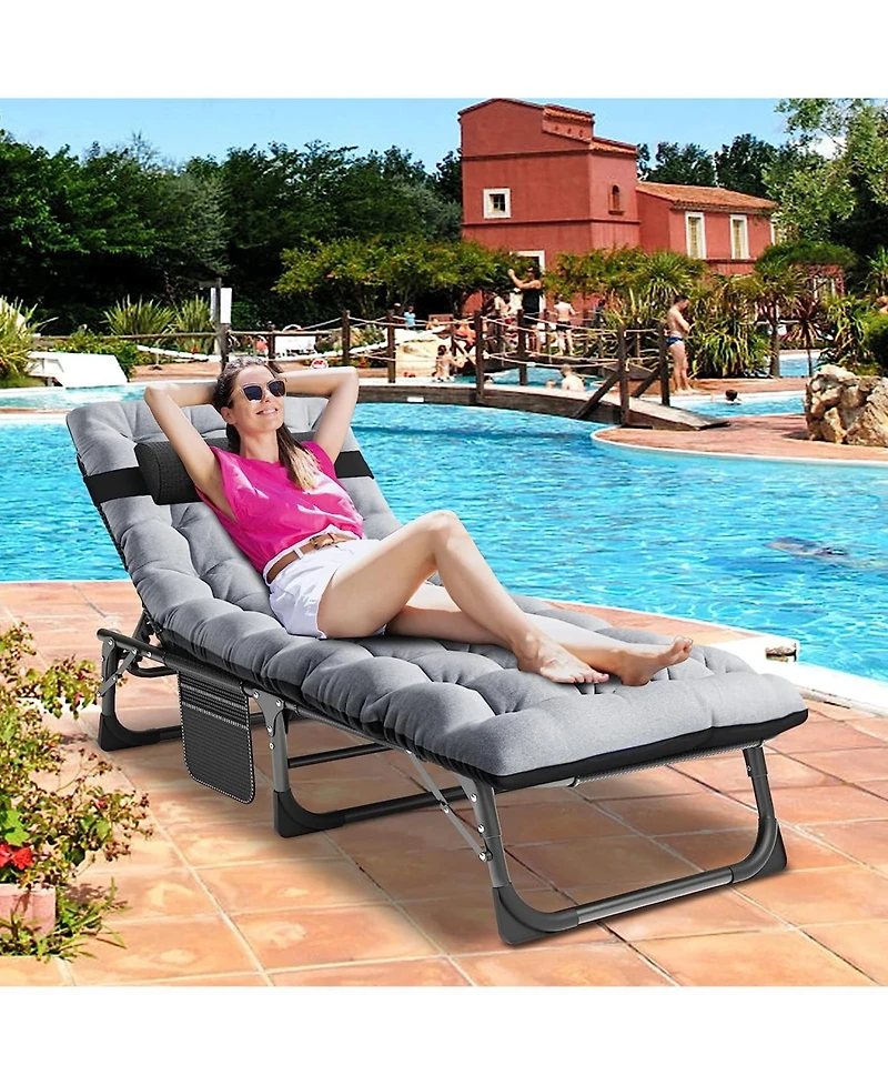 Aboron 2 Pack 4-in-1 Sunbathing Lounge Chair with Removable Cotton Cushion, Adjustable, Uv-Resistant, Portable Beach and Pool Chair
