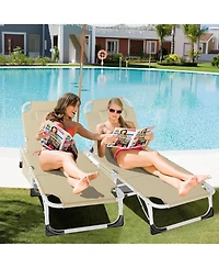 Aboron 2 Pack 4-in-1 Sunbathing Lounge Chair with Removable Cotton Cushion, Adjustable, Uv-Resistant, Portable Beach and Pool
