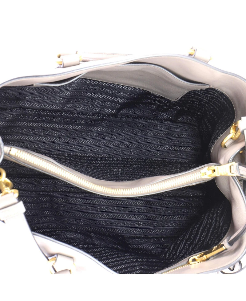 Pre-Owned Prada Medium Embossed Logo Convertible Open Tote Glace Calf
