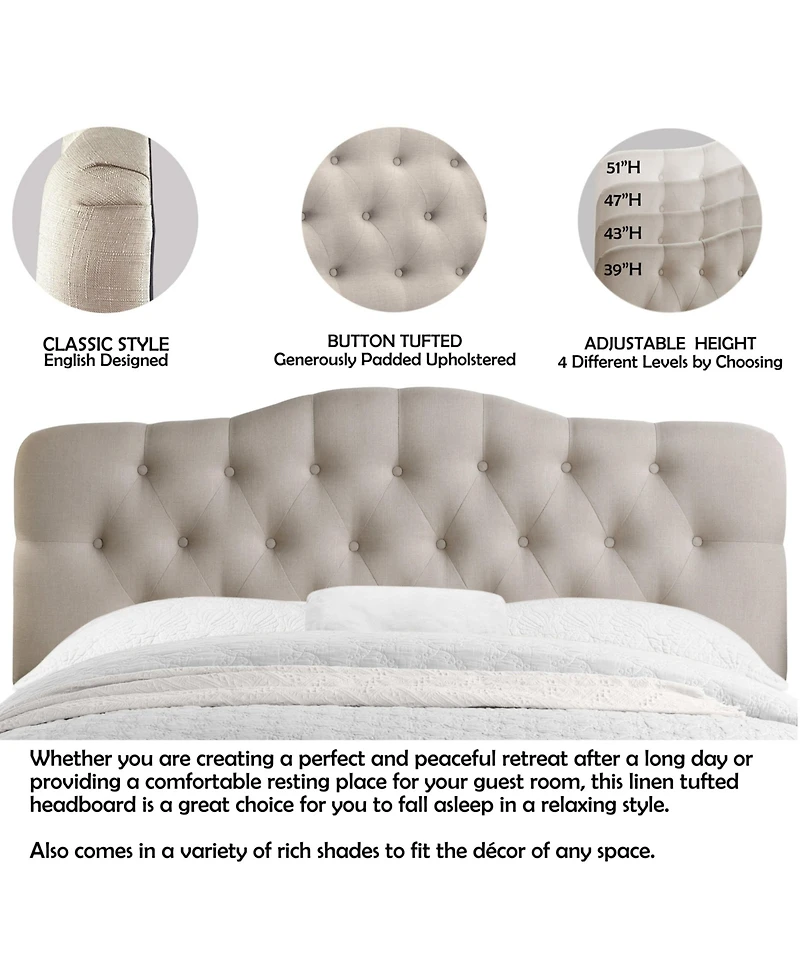 Boyel Living Low Profile Upholstered Bed Button Tufted Frame with Solid Wood Structure and Plush Padding