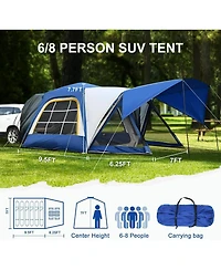 Aboron 6-8 Person Suv Tailgate Tent - Waterproof Camping with Rainfly and Awning, Large 15.6' x 10' 7.5' Design