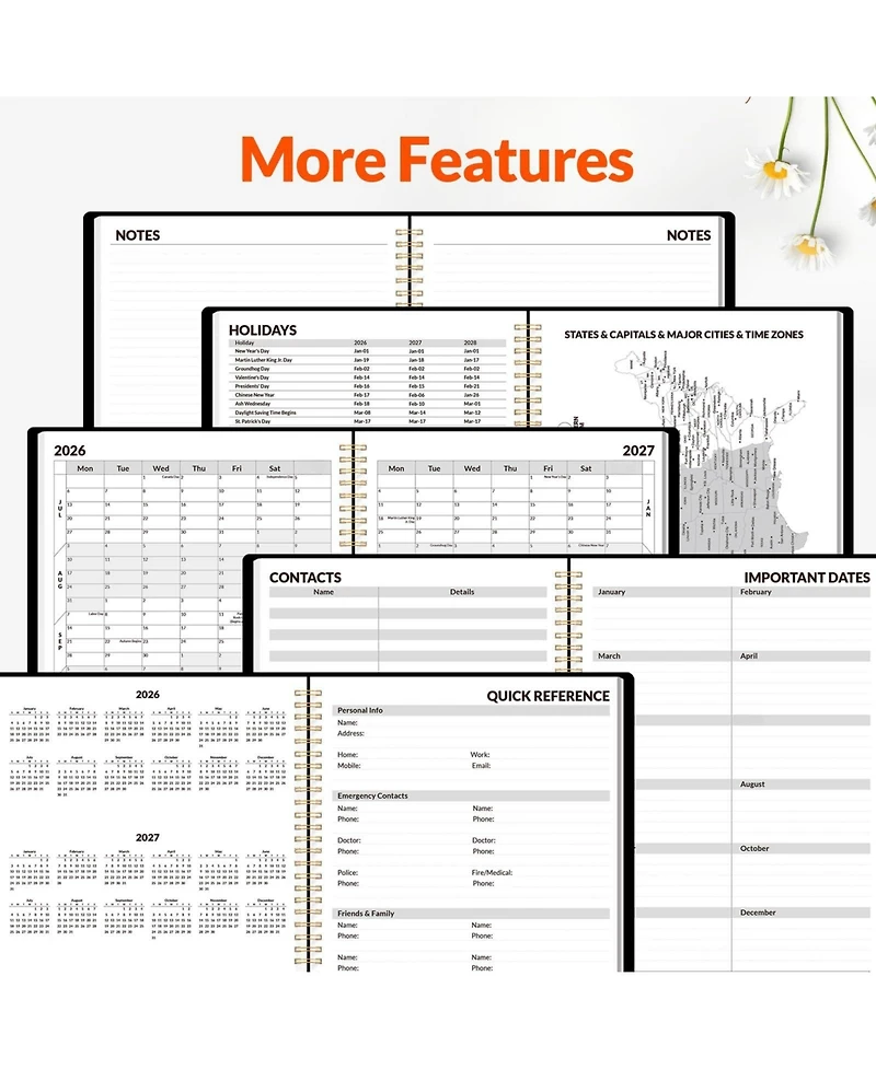 Gnuadz Academic Planner 2026-2027 Weekly Monthly Spiral-bound