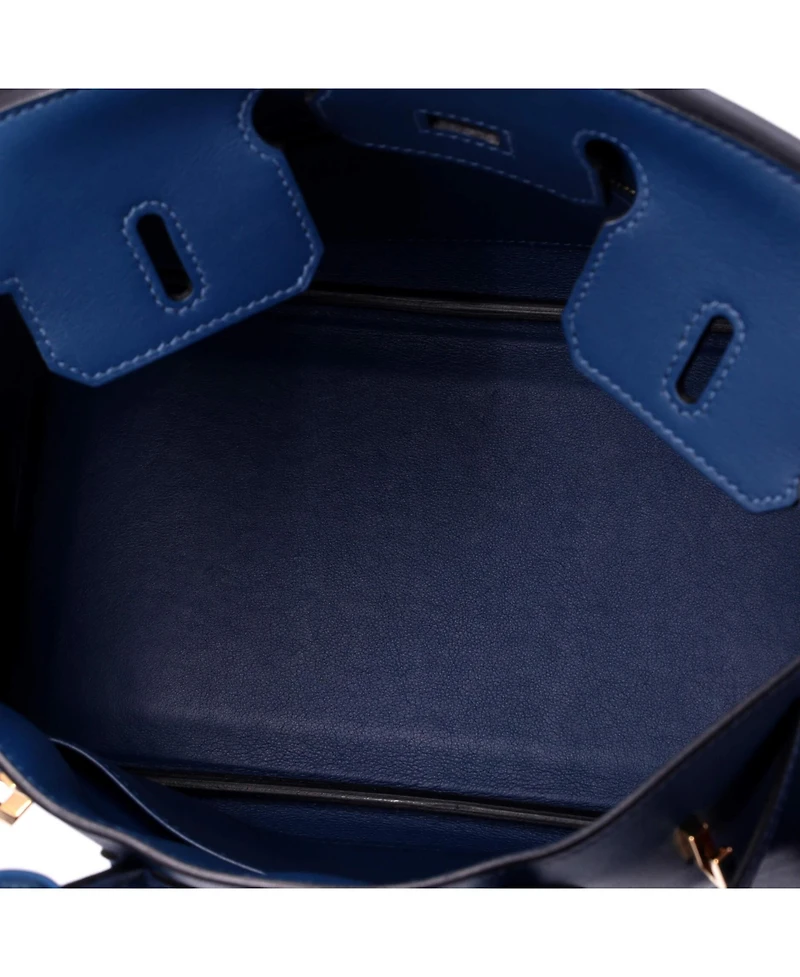 Pre-Owned HERMES Birkin 25 Handbag Blue Swift with Gold Hardware