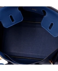 Pre-Owned HERMES Birkin 25 Handbag Blue Swift with Gold Hardware