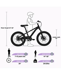 ECHTPeak 20 Inch Kids Mountain Bike, with Dual Disc Brakes, for Boys Girls Ages 7-10 Years, Steel Frame, Adjustable Seat and Handlebar