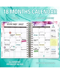 Gnuadz Academic Planner 18 Months Daily Weekly Monthly Agenda Feather Tabs Pocket Stickers 2026-2027