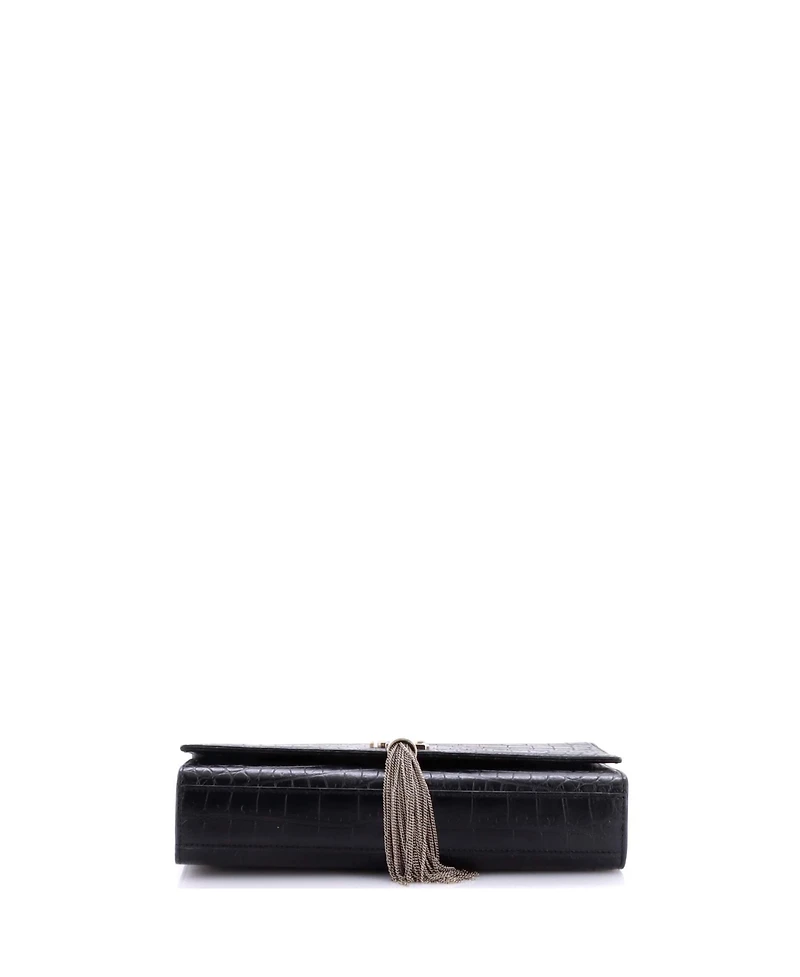 Pre-Owned Saint Laurent Medium Classic Monogram Tassel Crossbody Bag Embossed Leather