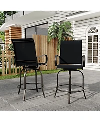 homfan All-Weather Patio Bar Table and Swivel Bar Stools Set