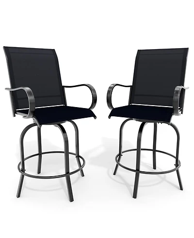 homfan All-Weather Patio Bar Table and Swivel Bar Stools Set