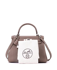 Pre-Owned HERMES Kelly Handbag Grey Togo with Palladium Hardware