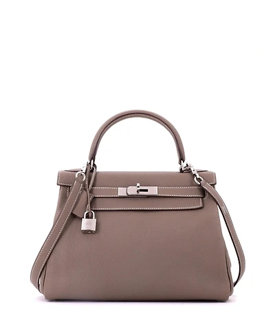 Pre-Owned HERMES Kelly Handbag Grey Togo with Palladium Hardware
