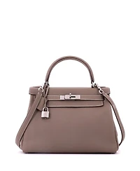 Pre-Owned HERMES Kelly Handbag Grey Togo with Palladium Hardware