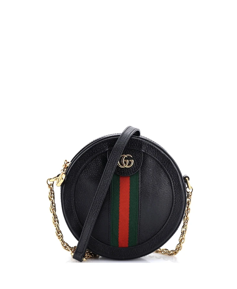 Pre-Owned Gucci Mini Ophidia Round Shoulder Bag Leather