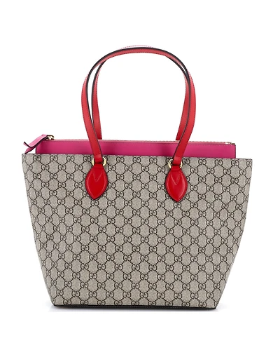 Pre-Owned Gucci Medium Linea A Zip Tote Gg Coated Canvas and Leather