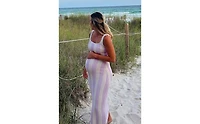 Pinkblush Maternity Pink Striped Terry Knit Sleeveless Midi Dress