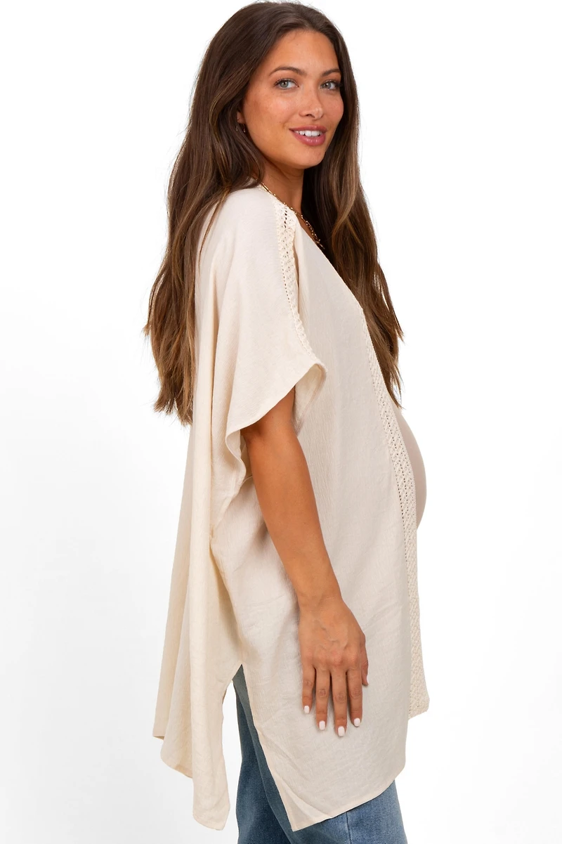 Pinkblush Maternity Cream Crochet Trim Rustic Cover Up