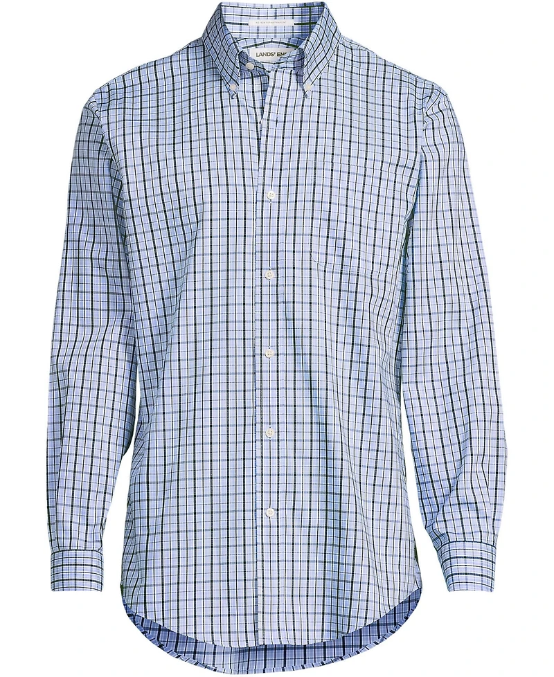 Lands' End Men's Tailored Fit No Iron Solid Supima Cotton Pinpoint Buttondown Collar Dress Shirt