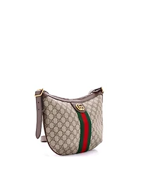 Pre-Owned Gucci Small Ophidia Half Moon Hobo Gg Coated Canvas
