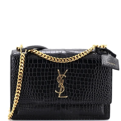 Pre-Owned Saint Laurent Medium Sunset Crossbody Bag Embossed Leather