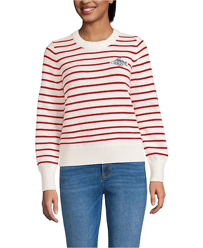 Lands' End Women's Drifter Embellished Crew Neck Sweater