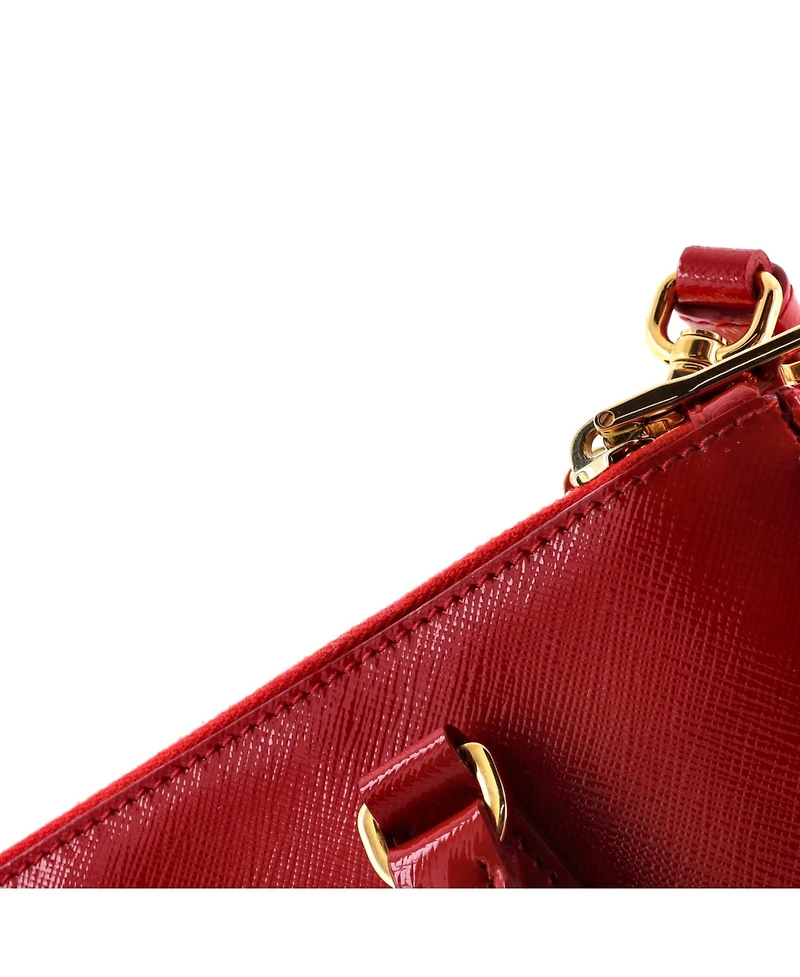 Pre-Owned Prada Mini Double Zip Lux Tote Vernice Saffiano Leather