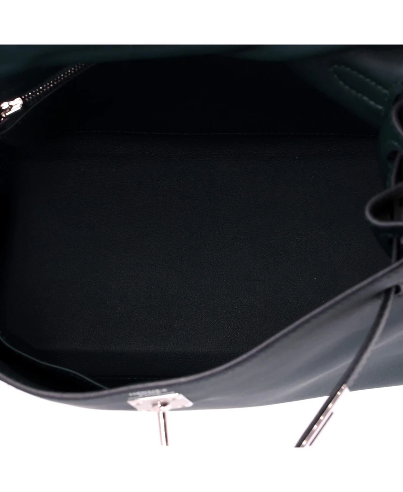 Pre-Owned HERMES Kelly 25 Handbag Green Swift with Palladium Hardware