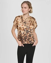 Dkny Women's Crewneck Keyhole Blouse