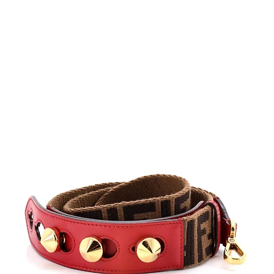 Pre-Owned Fendi Adjustable Shoulder Strap Zucca Canvas with Studded Leather