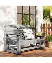 Outsunny Patio Glider Bench w/ Hdpe Slatted Double Rocking Chair
